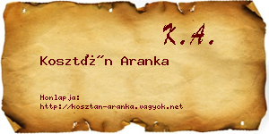 Kosztán Aranka névjegykártya